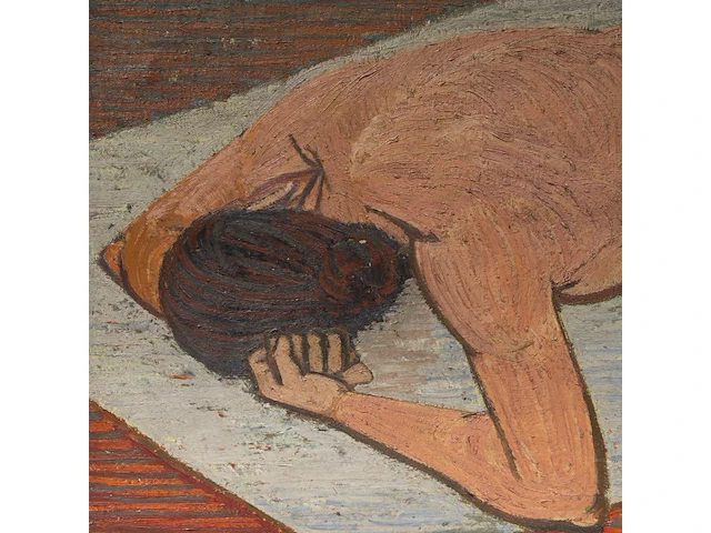 Herman minner (1924-1981), sunbathing woman, oil on canvas 73 x 115 cm. (28.73 x 45.28 in.), frame: 80 x 123 cm. (31 1/2 x 48.42 in.) - afbeelding 5 van  5