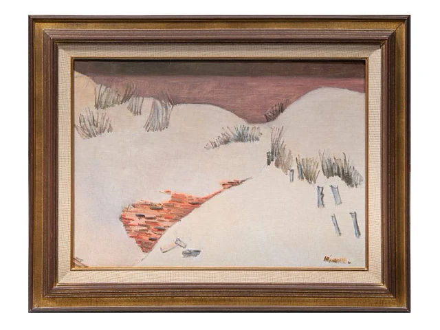 Herman minner (1924-1981), view of the dunes, oil on canvas 50 x 70 cm. (19.67 x 27.55 in.), frame: 70 x 90 cm. (27.55 x 35.42 in.) - afbeelding 2 van  5