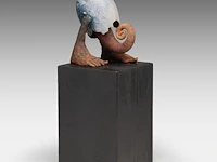 Herman muys (1944), untitled terracotta sculpture on a wooden base the sculpture: 11 cm. (4.33 in.), total: 26 cm. (10.24 in.)