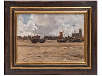 Hermann baisch (1846-1894), fishing boats on the shore, oil on canvas on panel 38 x 52 cm. (14.9 x 20.4 in.), frame: 59 x 74 cm. (23.2 x 29.1 in.) - afbeelding 2 van  6