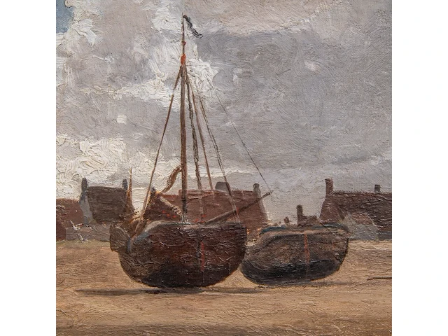 Hermann baisch (1846-1894), fishing boats on the shore, oil on canvas on panel 38 x 52 cm. (14.9 x 20.4 in.), frame: 59 x 74 cm. (23.2 x 29.1 in.) - afbeelding 5 van  6