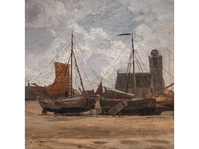 Hermann baisch (1846-1894), fishing boats on the shore, oil on canvas on panel 38 x 52 cm. (14.9 x 20.4 in.), frame: 59 x 74 cm. (23.2 x 29.1 in.) - afbeelding 6 van  6