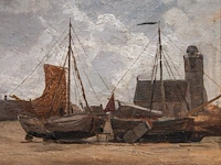 Hermann baisch (1846-1894), fishing boats on the shore, oil on canvas on panel 38 x 52 cm. (14.9 x 20.4 in.), frame: 59 x 74 cm. (23.2 x 29.1 in.) - afbeelding 6 van  6