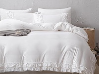 Herside wit beddengoed met ruches (240 x 220 cm) - afbeelding 1 van  3