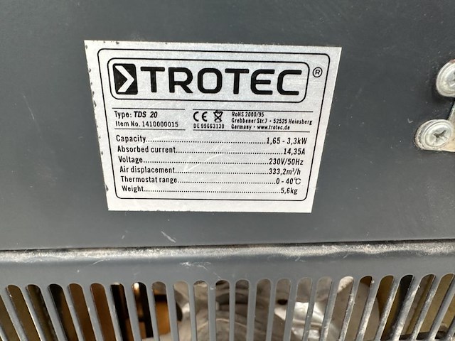Heteluchtkachel trotec tds20 - afbeelding 5 van  5