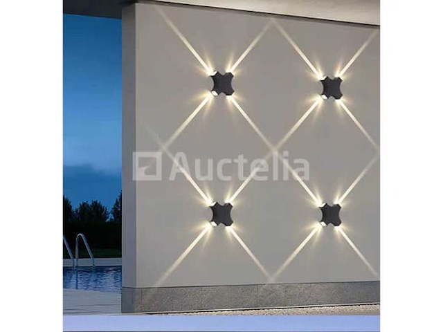 Hexa led wandlamp sw 2322 - 4w - ip54 - zwart (x2) - afbeelding 1 van  4