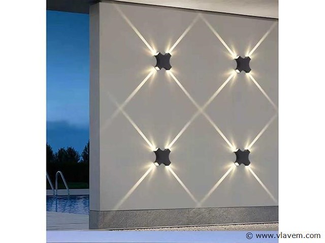 Hexa led wandlamp sw 2322 . 4w . ip54 . zwart (x2) - afbeelding 1 van  4