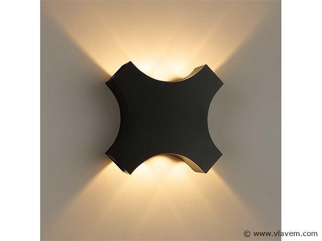 Hexa led wandlamp sw 2322 . 4w . ip54 . zwart (x2) - afbeelding 3 van  4