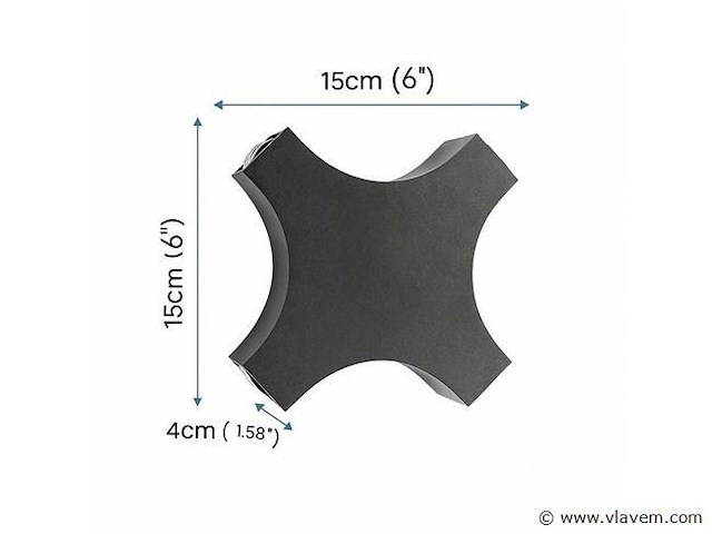 Hexa led wandlamp sw 2322 . 4w . ip54 . zwart (x2) - afbeelding 4 van  4