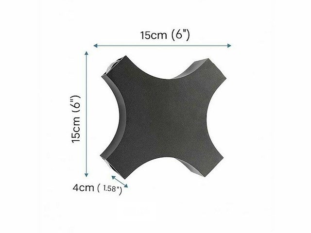 Hexa led wandlamp sw-2322 – 4w – ip54 – zwart (x2) - afbeelding 5 van  5