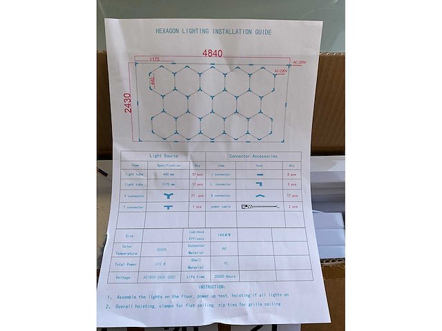 Hexagon winkelverlichting led wit licht honingraat motief (3x) - afbeelding 2 van  2