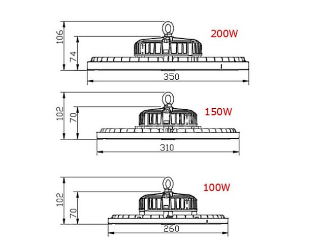 Highbay ufo 100w - pro design smd - dimbaar - koud wit 6500k x (4) - afbeelding 5 van  9