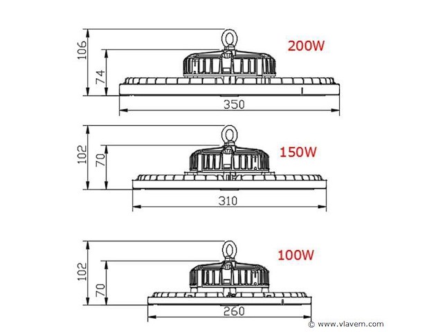 Highbay ufo 100w - pro design smd - dimbaar - koud wit 6500k x (8) - afbeelding 8 van  9