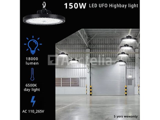 Highbay ufo 150w - pro design smd - dimbaar - koud wit 6500k x (20) - afbeelding 8 van  9