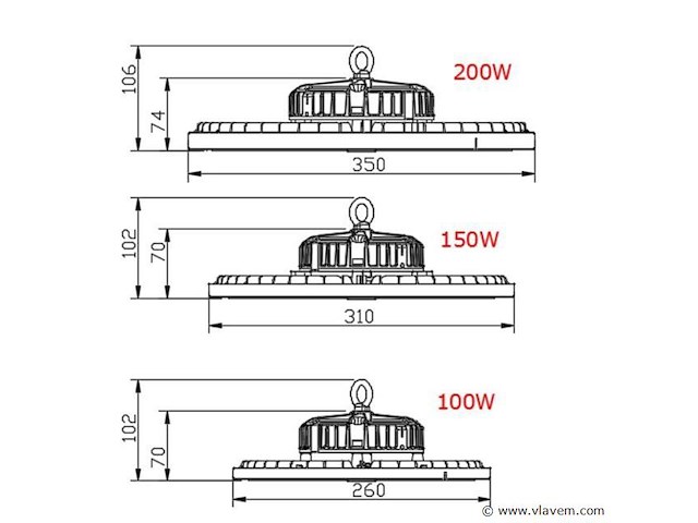 Highbay ufo 150w - pro design smd - dimbaar - koud wit 6500k x (4) - afbeelding 8 van  9