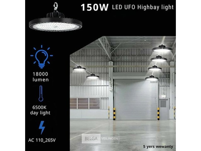 Highbay ufo 150w - pro design smd - dimbaar - koud wit 6500k x (4) - afbeelding 3 van  10
