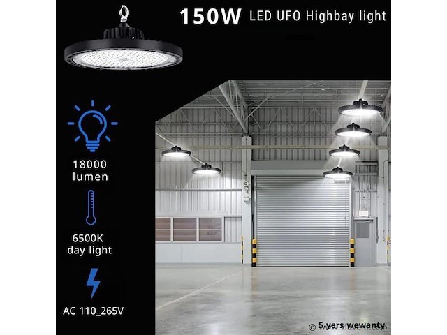 Highbay ufo 150w - pro design smd - dimbaar - koud wit 6500k x (8) - afbeelding 1 van  9