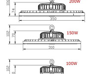 Highbay ufo 150w - pro design smd - dimbaar - koud wit 6500k x (8) - afbeelding 8 van  9