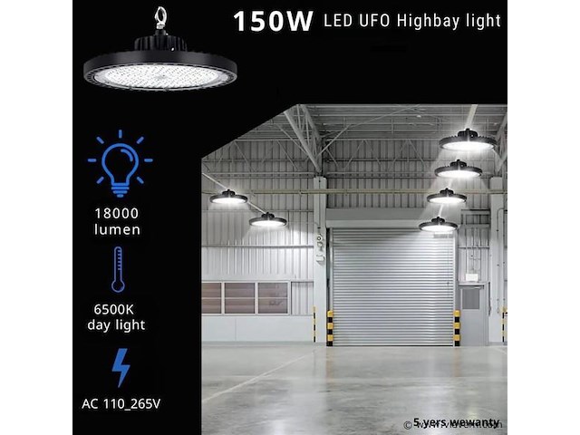 Highbay ufo 150w - pro design smd - dimbaar - koud wit 6500k x (8) - afbeelding 1 van  9