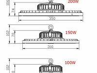 Highbay ufo 150w - pro design smd - dimbaar - koud wit 6500k x (8) - afbeelding 10 van  10