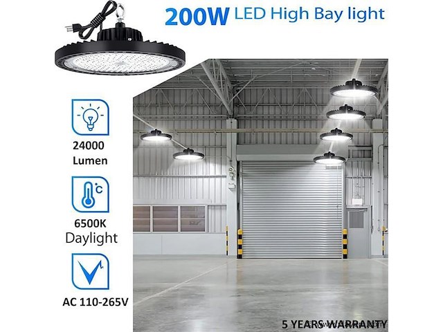 Highbay ufo 200w - pro design smd - dimbaar - koud wit 6500k x (8) - afbeelding 1 van  9