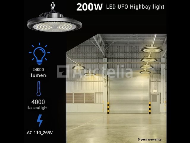 Highbay ufo 200w - pro design smd - dimbaar - neutraal wit 4000k x (4) - afbeelding 7 van  9