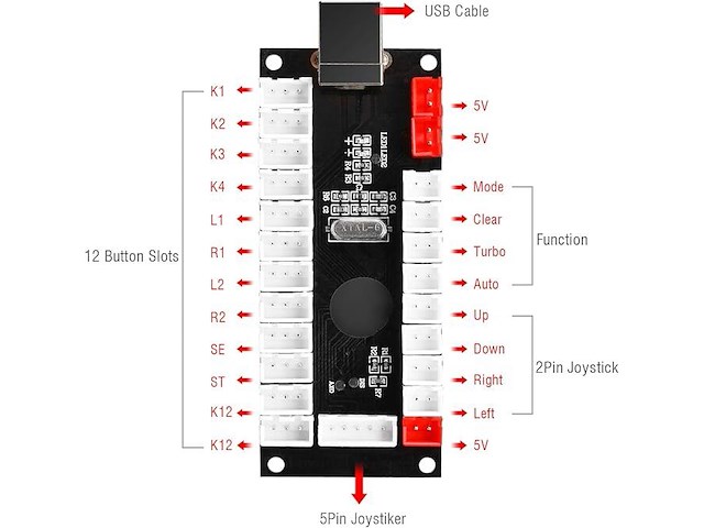 Hikig arcade classic kit diy usb led encoder voor pc console - afbeelding 5 van  7