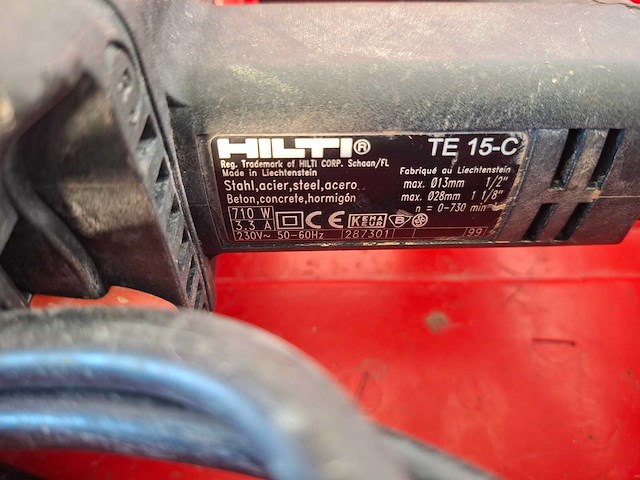 Hilti - sds elektro-pneumatische rothamer - hilti te 15-c - 710 w elektro-pneumatische rotatiehamer - afbeelding 4 van  4