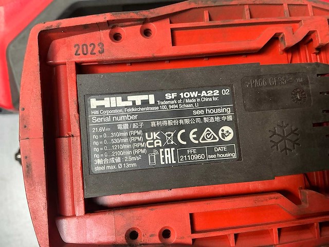 Hilti sf 10w-a22 bandschroefmachine - afbeelding 7 van  7