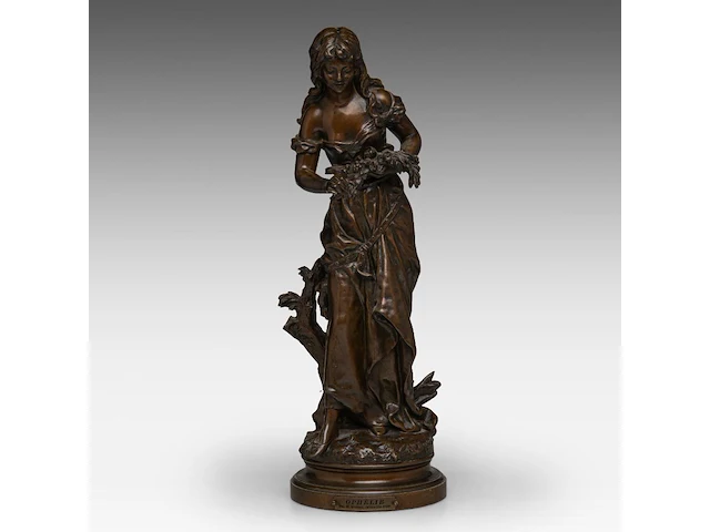 Hippolyte françois moreau (1832-1927); 'ophélie', patinated bronze 44 cm. (17.32 in.) - afbeelding 1 van  8