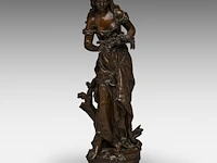 Hippolyte françois moreau (1832-1927); 'ophélie', patinated bronze 44 cm. (17.32 in.)
