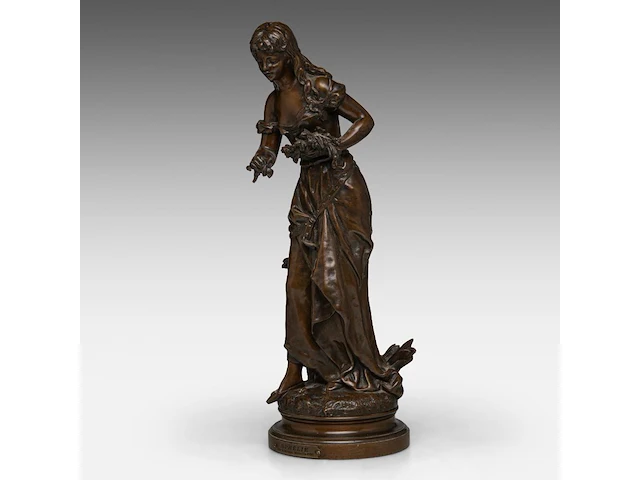 Hippolyte françois moreau (1832-1927); 'ophélie', patinated bronze 44 cm. (17.32 in.) - afbeelding 2 van  8