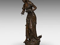 Hippolyte françois moreau (1832-1927); 'ophélie', patinated bronze 44 cm. (17.32 in.) - afbeelding 2 van  8