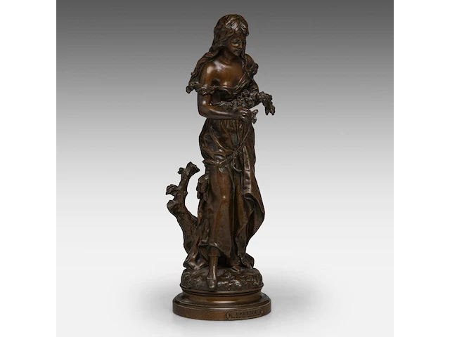 Hippolyte françois moreau (1832-1927); 'ophélie', patinated bronze 44 cm. (17.32 in.) - afbeelding 6 van  8