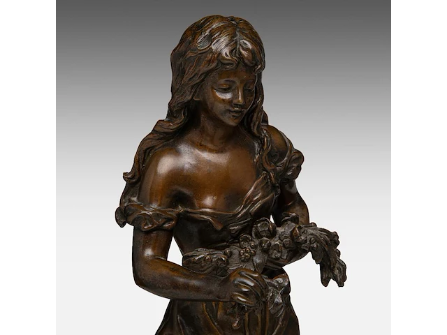 Hippolyte françois moreau (1832-1927); 'ophélie', patinated bronze 44 cm. (17.32 in.) - afbeelding 7 van  8