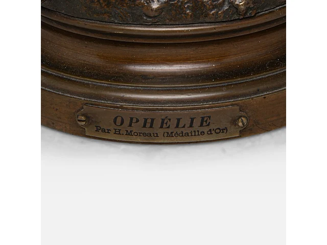 Hippolyte françois moreau (1832-1927); 'ophélie', patinated bronze 44 cm. (17.32 in.) - afbeelding 8 van  8