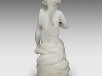 Hippolyte françois moreau (1832-1927), seated cupid, carrara marble 58 cm. (22.82 in.) - afbeelding 4 van  7