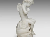 Hippolyte françois moreau (1832-1927), seated cupid, carrara marble 58 cm. (22.82 in.) - afbeelding 5 van  7