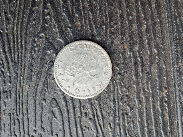 Historische aluminium munt 50 reichspfenning uit 1943 wo2 - afbeelding 2 van  2