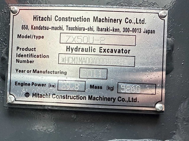 Hitachi - 2011 - zx50u-2 - midigraafmachine - afbeelding 29 van  35