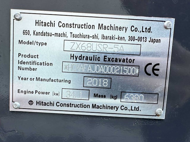 Hitachi - 2018 - zx65usr-5a - midigraafmachine - afbeelding 13 van  14