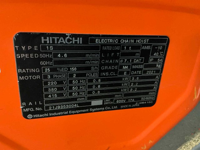 Hitachi 1 s kettingtakel - afbeelding 4 van  4