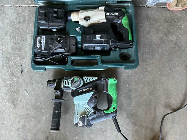 Hitachi dh 24 dvc + dh 28 pc accu boormachine + 230 v klop boormachine - afbeelding 1 van  4