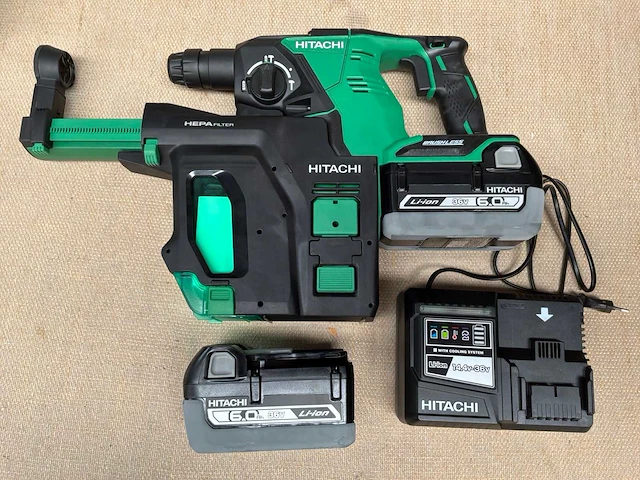 Hitachi dh36dbl accu boorhamer + dust extractor - afbeelding 1 van  11