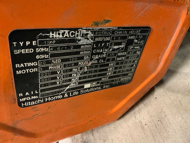 Hitachi elektrische kettingtakel - afbeelding 3 van  3