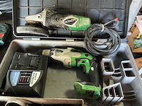 Hitachi haakse slijpmachine + accu boormachine (2x) - afbeelding 1 van  4