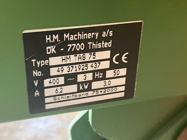 H.m. machinery a/s - tas 75 - bandschuurmachine - afbeelding 5 van  5