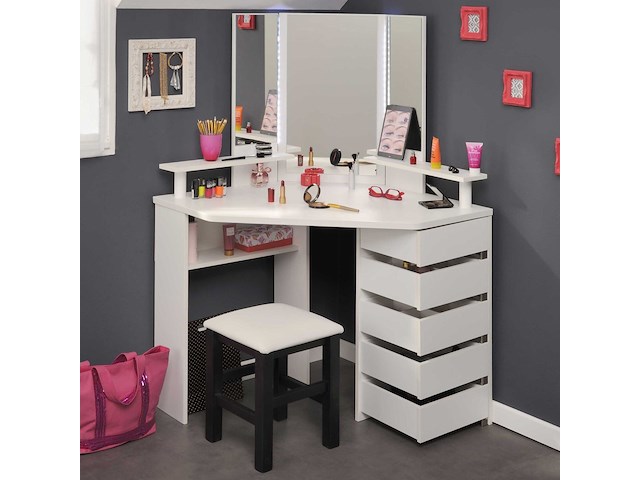 Hoek kaptafel volage met verlichting - wit - afbeelding 2 van  7