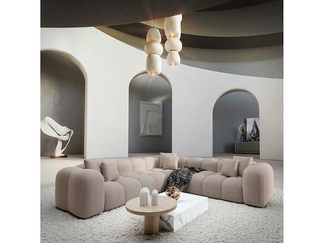 Hoekbank - beige stof - afbeelding 2 van  8