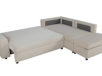 Hoekbank castel - met opbergruimte - wit ribfluweel - afbeelding 4 van  7